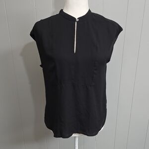 J. Crew Cap Sleeve Crepe Black Top Size Sp